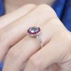 Cushion Blue Topaz Ruby and Diamond Engagement Ring on Body Side Near blue topaz ruby and diamond ring 14k gold on body side near