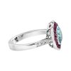 Cushion Blue Topaz Ruby and Diamond Engagement Ring Side blue topaz ruby and diamond ring 14k gold side