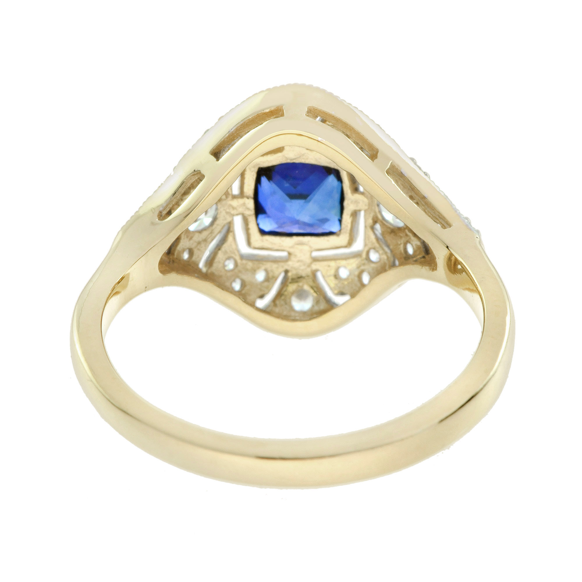 Ceylon Sapphire and Diamond Engagement Ring Back