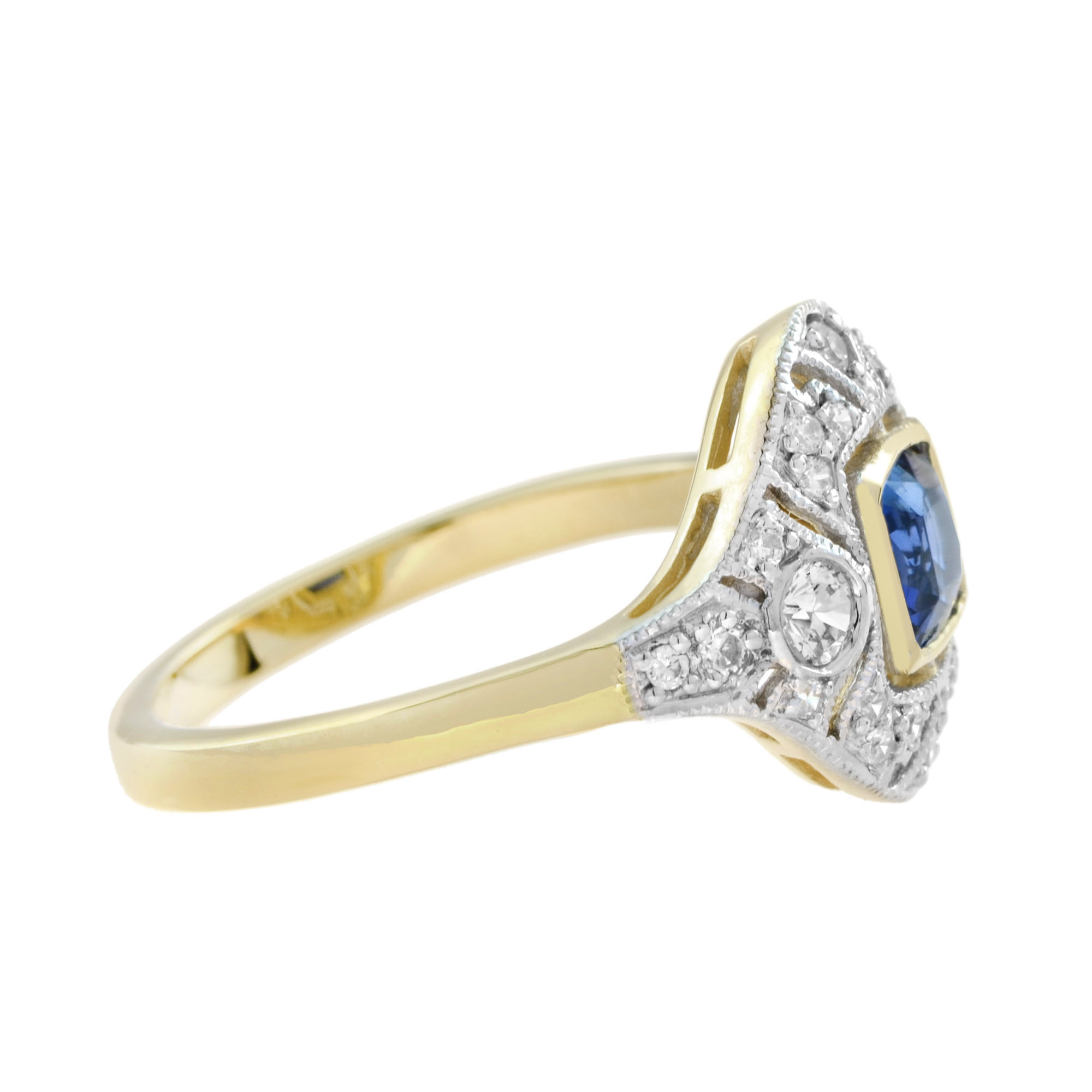 Ceylon Sapphire and Diamond Engagement Ring Side