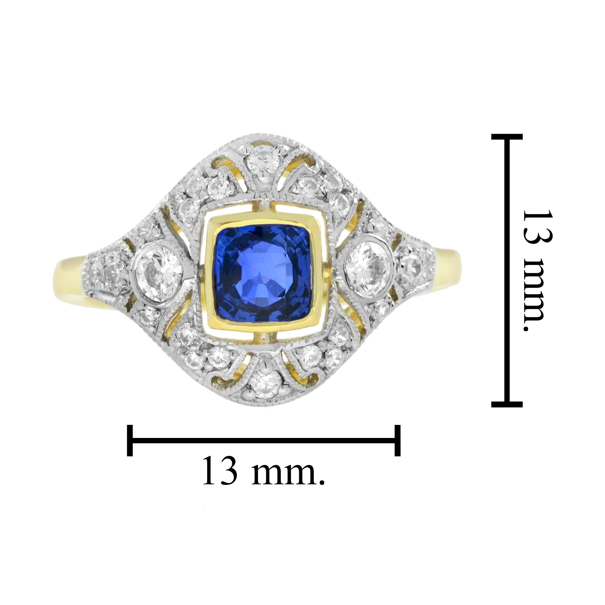 Ceylon Sapphire and Diamond Engagement Ring Size