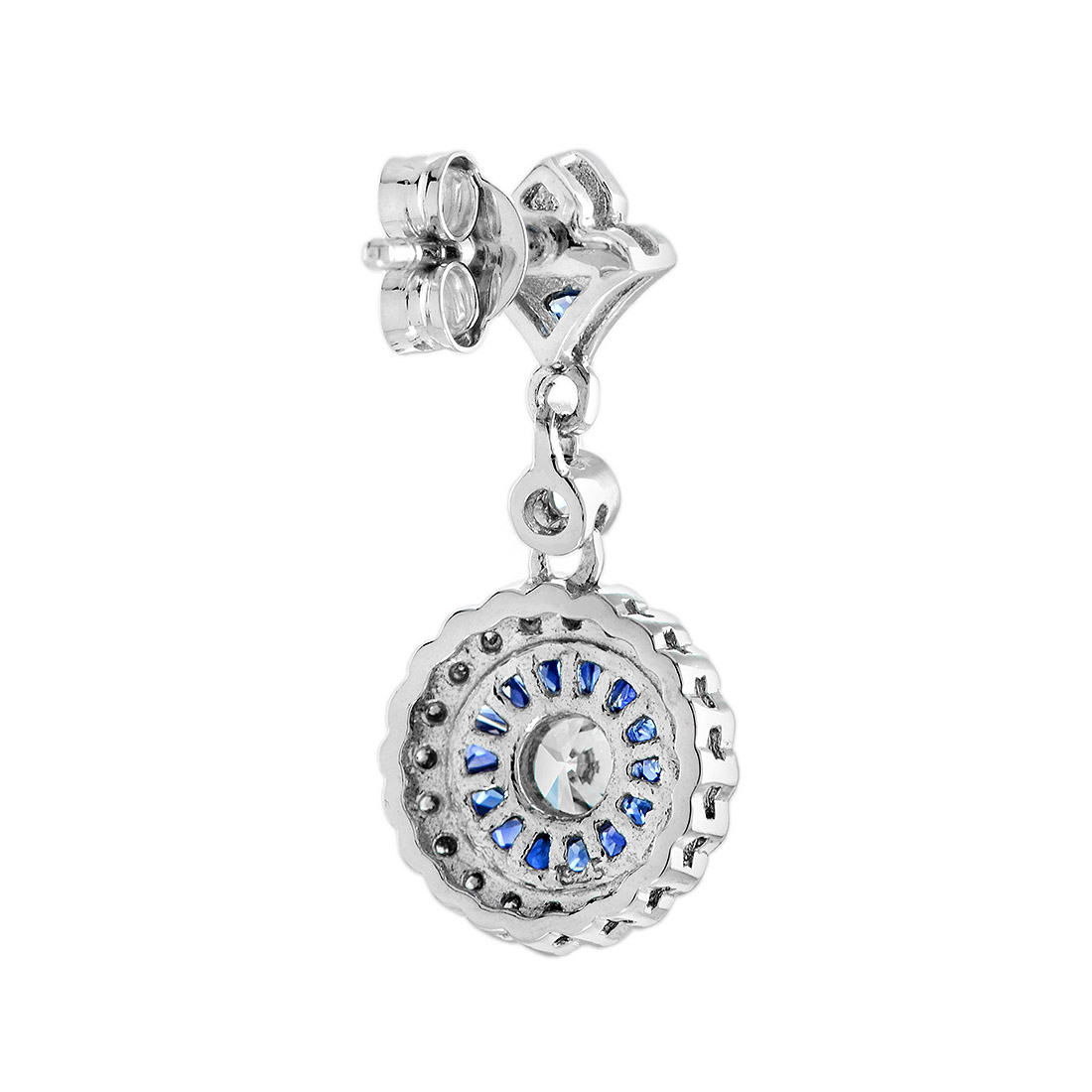 Diamond and Sapphire Drop Earrings Back