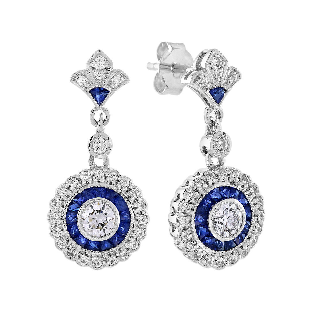Diamond Drop Earring Art Deco Style in Solid Gold by Lilly M. JEWELERS