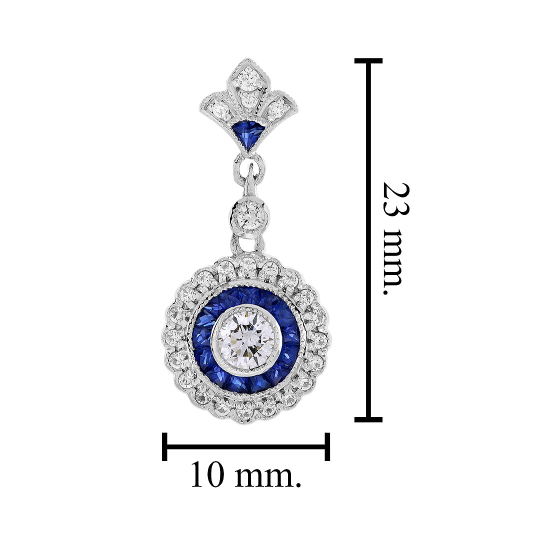 Diamond and Sapphire Drop Earrings Size