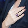 Art Deco Style Emerald Cut Amethyst Statement Ring with Pink Sapphire Aquamarine and Diamond in Solid Gold on Body Front Distant Art Deco Style Emerald Cut Amethyst Statement Ring with Pink Sapphire Aquamarine and Diamond in Solid Gold by Lilly M. JEWELERS on Body Front Distant