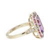 Art Deco Style Emerald Cut Amethyst Statement Ring with Pink Sapphire Aquamarine and Diamond in Solid Gold Side Art Deco Style Emerald Cut Amethyst Statement Ring with Pink Sapphire Aquamarine and Diamond in Solid Gold by Lilly M. JEWELERS Side