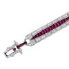 French Cut Ruby and Diamond Bracelet Clip On french cut ruby and diamond bracelet 14k gold clip on