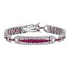 French Cut Ruby and Diamond Bracelet Front French Cut Ruby Diamond Bracelet Art Deco Style in Solid Gold by Lilly M. JEWELERS