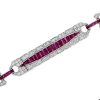French Cut Ruby and Diamond Bracelet Front Near french cut ruby and diamond bracelet 14k gold front near