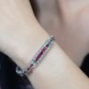 French Cut Ruby and Diamond Bracelet On Body Near french cut ruby and diamond bracelet 14k gold on body near