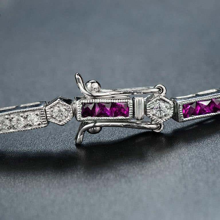 Ruby and Diamond Bracelet Back french cut ruby diamond bracelet 14k solid gold back near