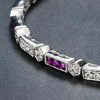 Ruby and Diamond Bracelet Detail french cut ruby diamond bracelet 14k solid gold detail