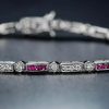 Ruby and Diamond Bracelet Front Near french cut ruby diamond bracelet 14k solid gold near