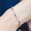 Ruby and Diamond Bracelet on Body Near french cut ruby diamond bracelet 14k solid gold on body near