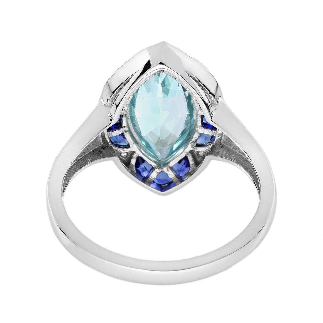 marquise-aquamarine-and-sapphire-engagement-ring-14k-gold-back Marquise Aquamarine Sapphire and Diamond Engagement Ring Back
