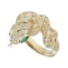 Marquise Emerald and Diamond Snake Statement Ring in Solid Gold by Lilly M. JEWELERS