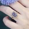 Art Deco Style Pink Tour Maline Ring with Tanzanite and Pearl in Solid Gold on Body Front Near Art Deco Style Pink Tour Maline Ring with Tanzanite and Pearl in Solid Gold by Lilly M. JEWELERS on Body Front Near