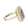Art Deco Style Pink Tour Maline Ring with Tanzanite and Pearl in Solid Gold Side Art Deco Style Pink Tour Maline Ring with Tanzanite and Pearl in Solid Gold by Lilly M. JEWELERS Side