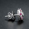 Round Diamond and Ruby Stud Earrings Side round diamond ruby stud earrings 14k gold side