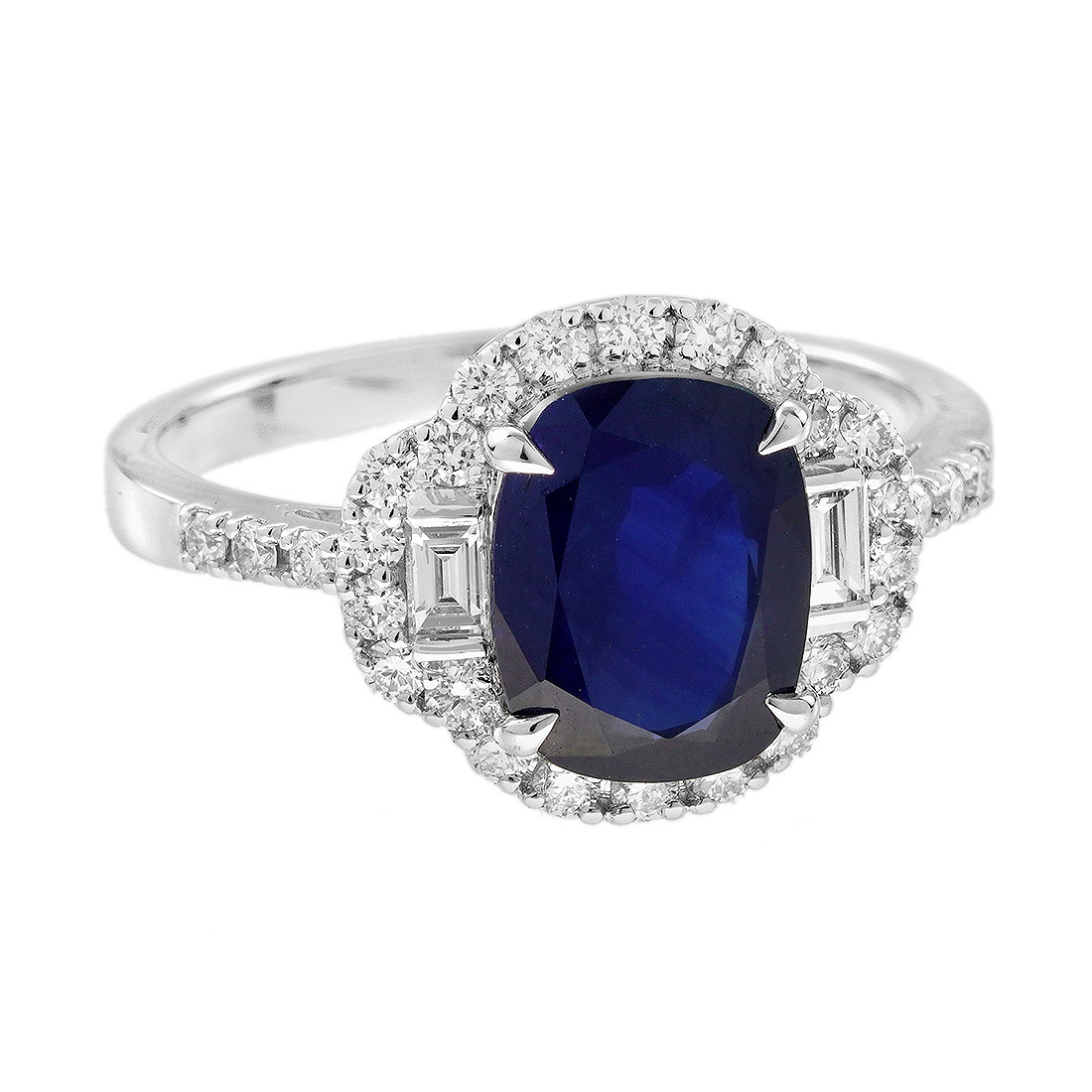 Sapphire and Diamond Engagement Ring Angled View