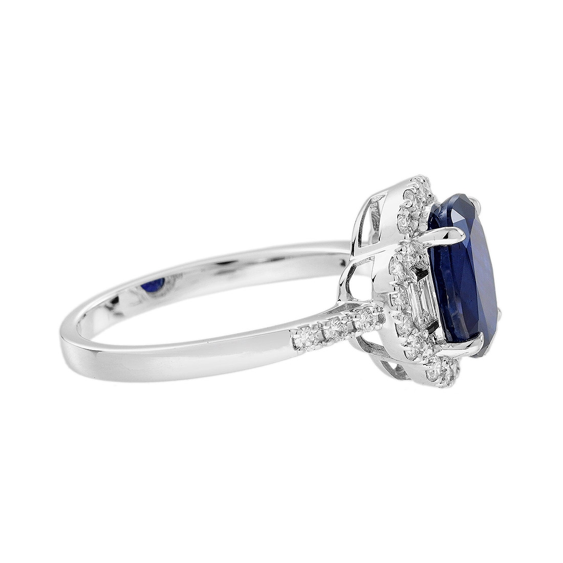 Sapphire and Diamond Engagement Ring Side