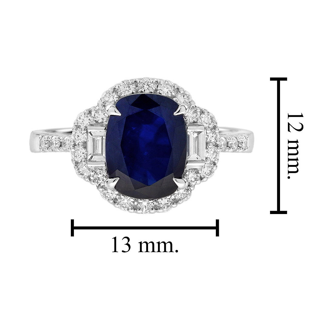Sapphire and Diamond Engagement Ring Size