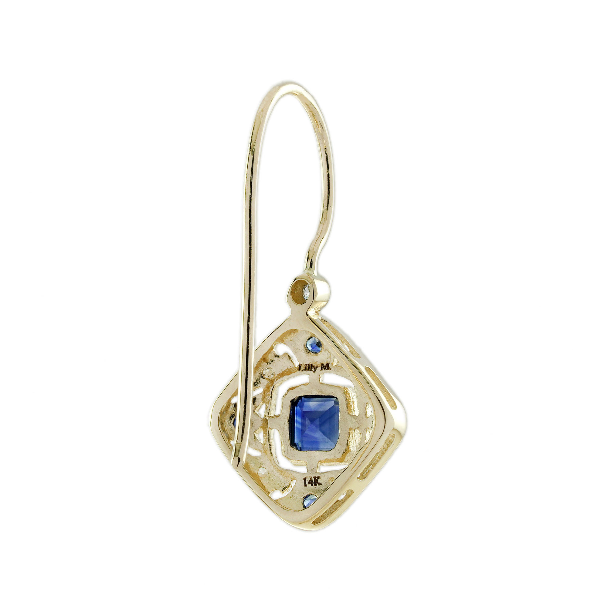 Sapphire and Diamond Drop Earrings Back