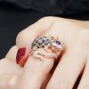 Sapphire Emerald Ruby and Diamond Statement Ring on Body Side Near sapphire ruby emerald diamond statement ring 14k gold on body side near