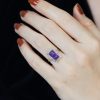 Square Amethyst Halo Ring with Diamond in Solid Gold on Body Front Distant Square Amethyst Halo Ring with Diamond in Solid Gold by Lilly M. JEWELERS on Body Front Distant