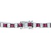 Square Ruby Diamond Bracelet Back square ruby and diamond bracelet 14k gold back