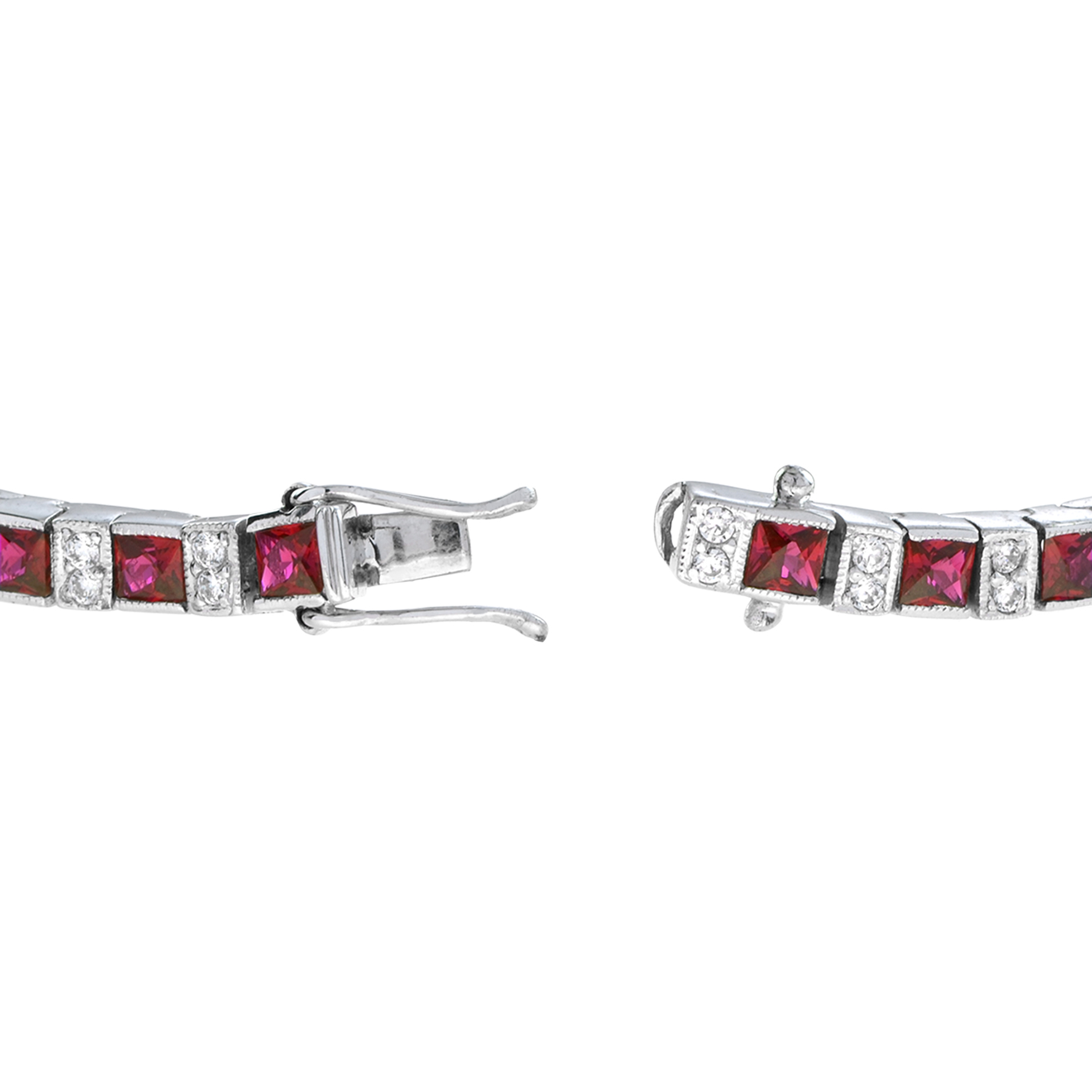 Square Ruby Diamond Bracelet Back On square ruby and diamond bracelet 14k gold back on