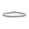 Square Ruby Diamond Bracelet Front Square Ruby Diamond Bracelet Art Deco Style in Solid Gold by Lilly M. JEWELERS