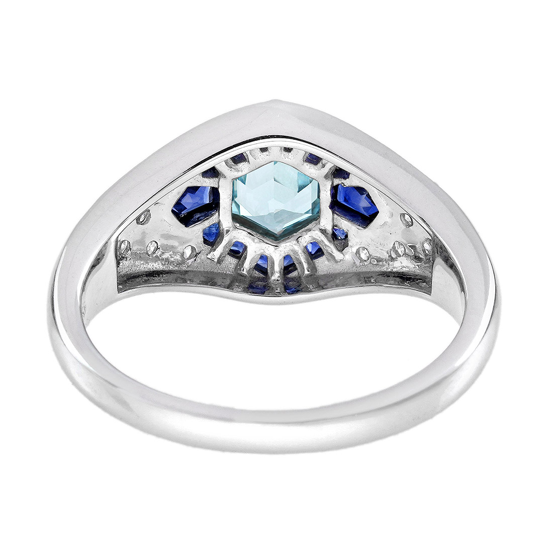 Aquamarine Sapphire Diamond Engagement Ring