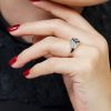 aquamarine-sapphire-diamond-engagement-ring-14k-white-gold-on-body-side-near Aquamarine and Blue Sapphire Engagement Ring on Body Side Near