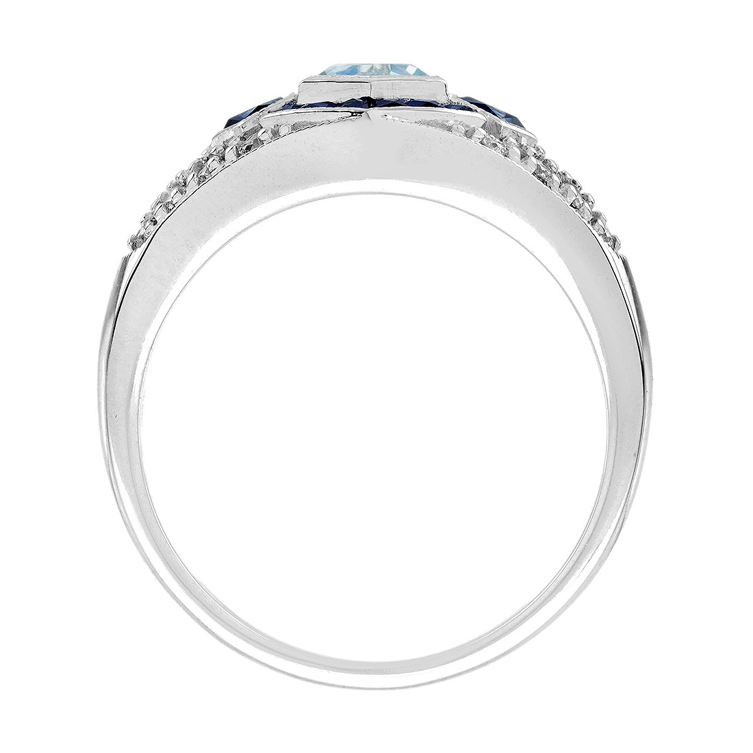Aquamarine and Blue Sapphire Engagement Ring Under Gallery