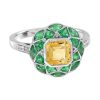 asscher-citrine-emerald-diamond-ring-art-deco-style-14k-gold-angled-view Citrine Emerald Art Deco Style Ring Angled View