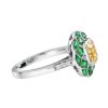 asscher-citrine-emerald-diamond-ring-art-deco-style-14k-gold-side Citrine Emerald Art Deco Style Ring Side