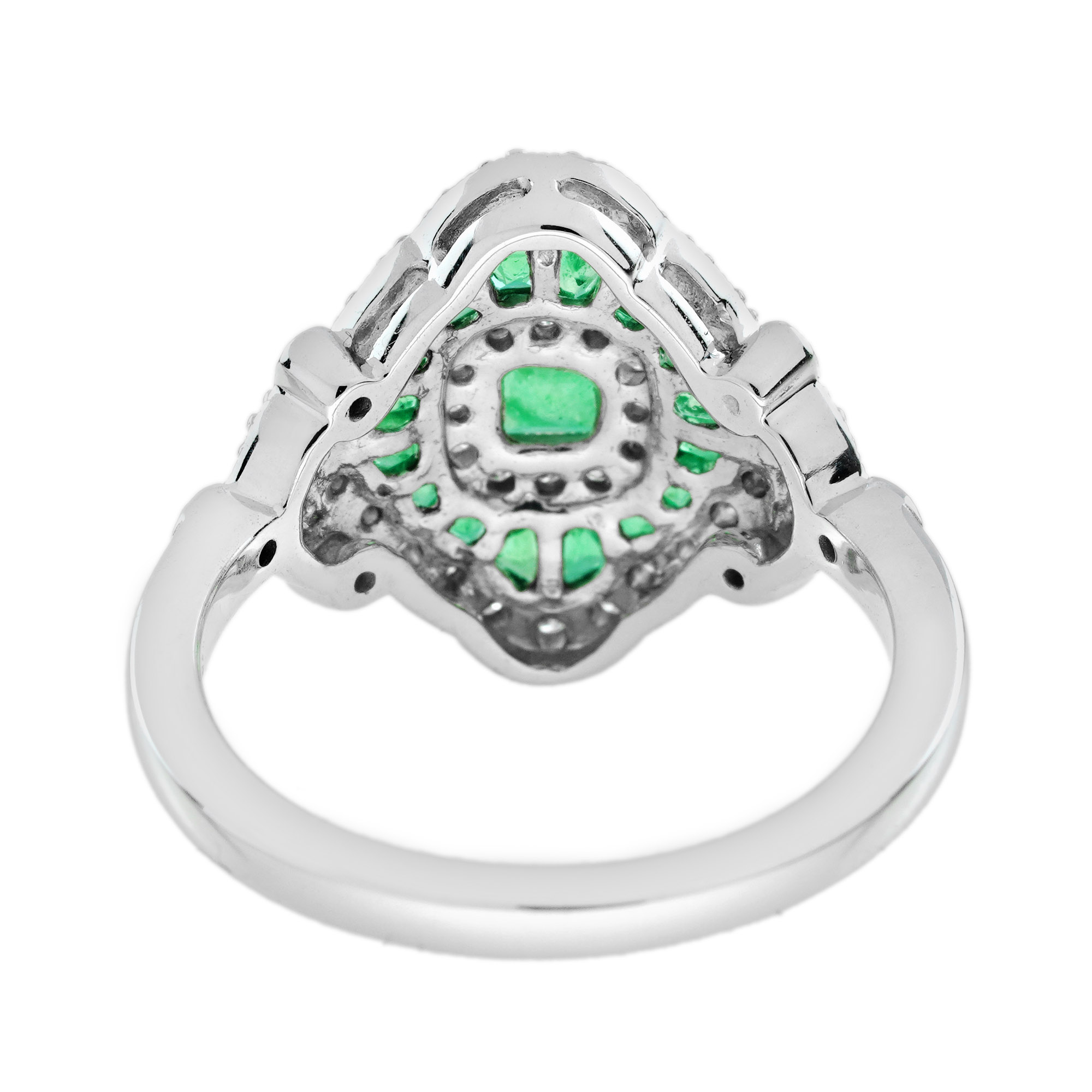 Emerald Cut Emerald Art Deco Style Ring Back