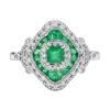 Asscher Cut Emerald Engagement Ring, Art Deco Style, Solid Gold by Lilly M. JEWELERS