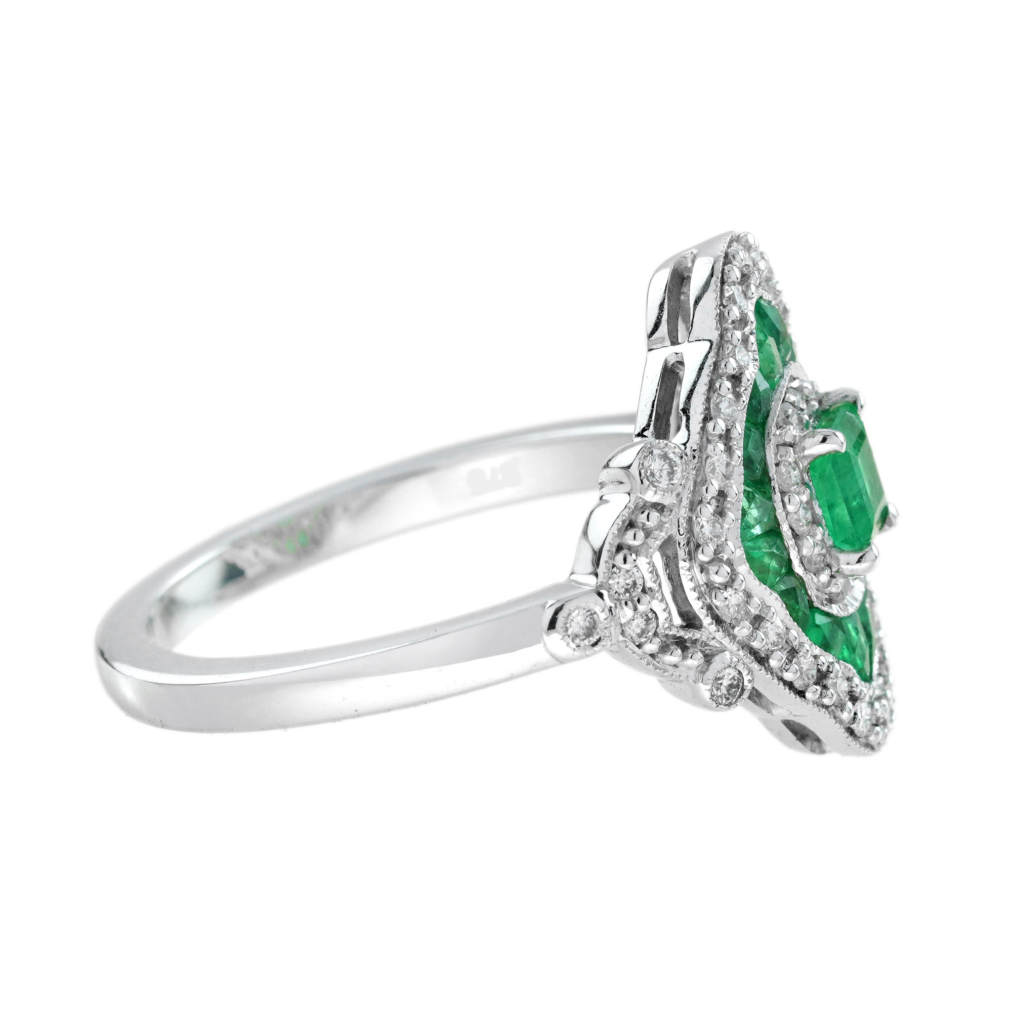 Emerald Cut Emerald Art Deco Style Ring Side