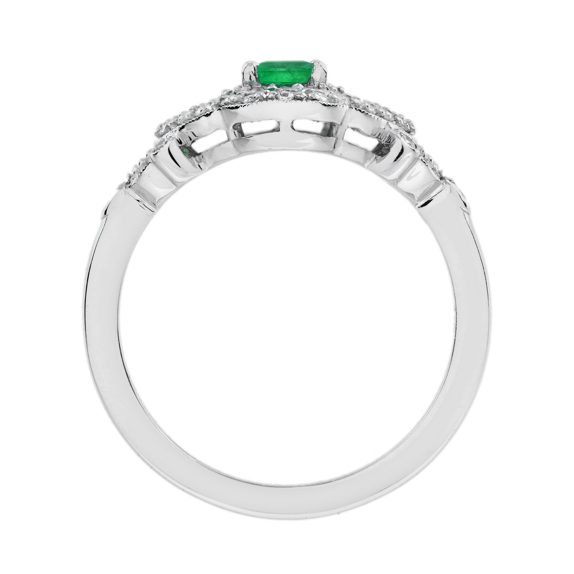 Emerald Cut Emerald Art Deco Style Ring Under Gallery