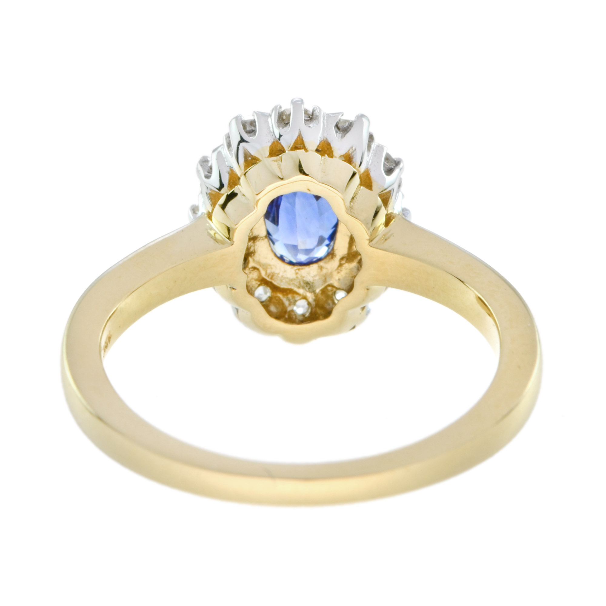 ceylon-sapphire-diamond-halo-engagement-ring-18k-yellow-gold-back Ceylon Sapphire Diamond Halo Engagement Ring Back