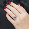 cushion-pink-amethyst-diamond-engagement-ring-art-deco-style-14k-rose-gold-on-body-front-near Cushion Pink Amethyst Art Deco Style Ring on Body Front Near