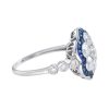 diamond-cluster-blue-sapphire-ring-art-deco-18k-white-gold-side Diamond Cluster and Blue Sapphire Art Deco Style Ring