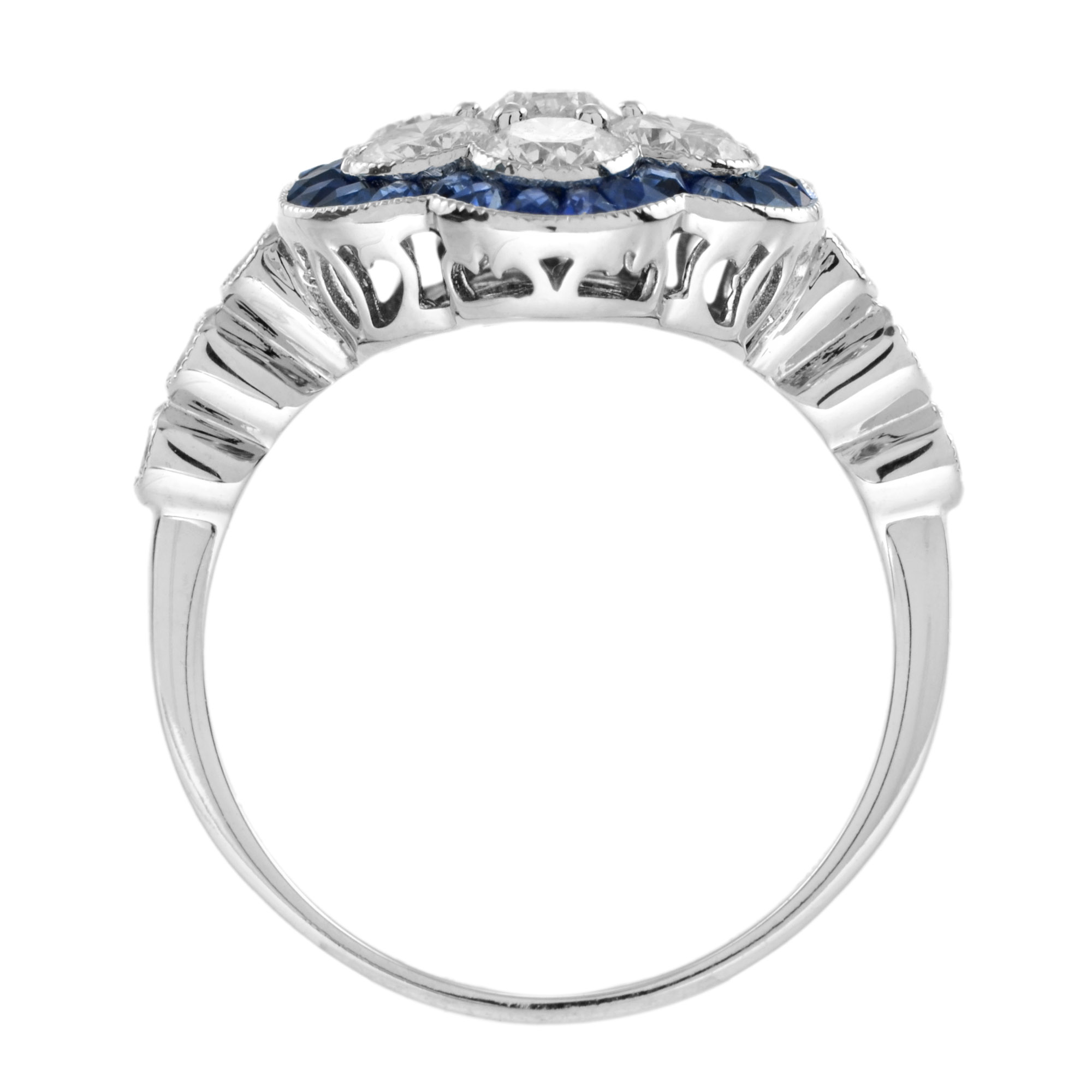 diamond-cluster-blue-sapphire-ring-art-deco-18k-white-gold-under-gallery Diamond Cluster and Blue Sapphire Art Deco Style Ring