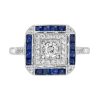 diamond-sapphire-halo-ring-art-deco-style-14k-white-gold-front Diamond and Sapphire Art Deco Style Halo Ring VDO