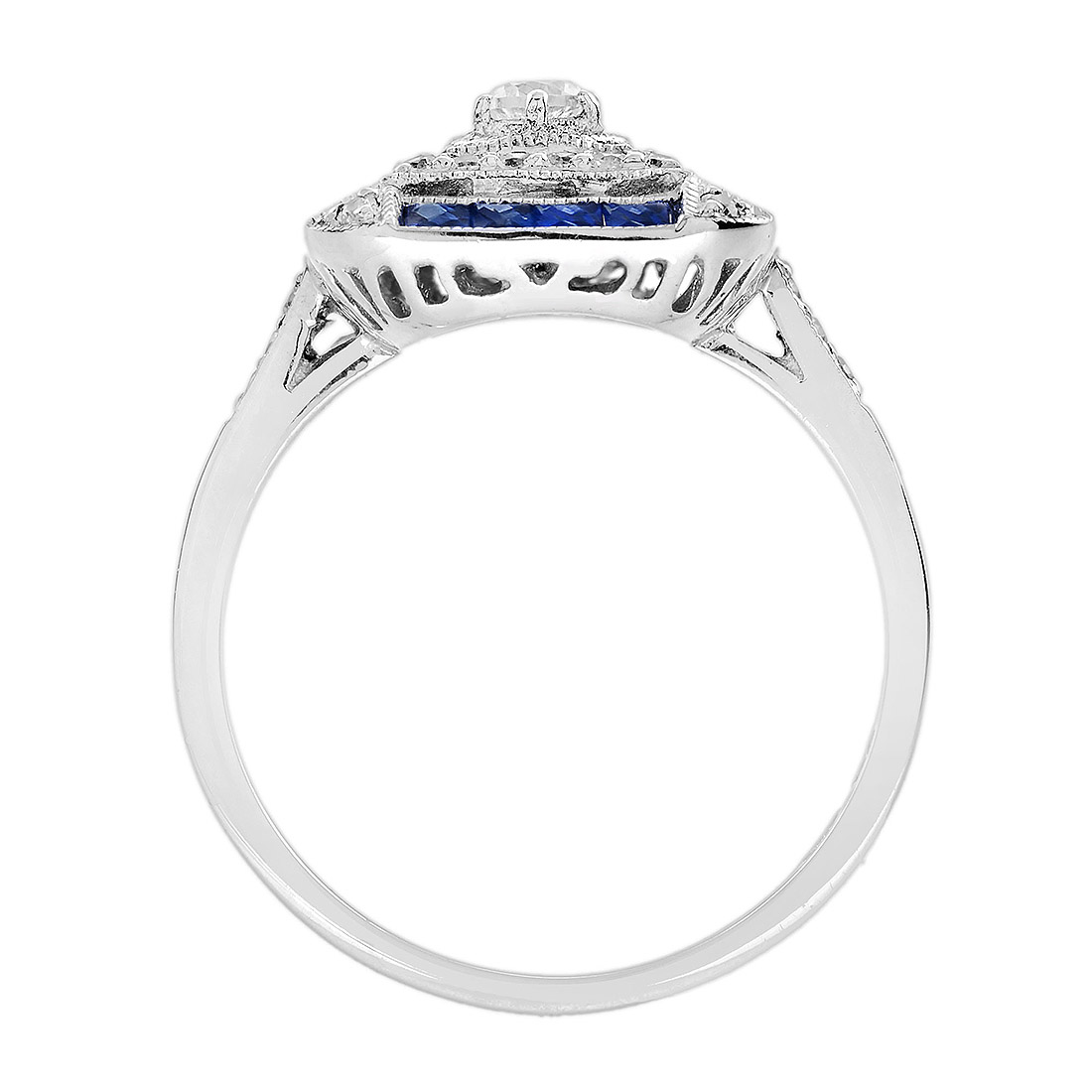 diamond-sapphire-halo-ring-art-deco-style-14k-white-gold-under-gallery Diamond and Sapphire Art Deco Style Halo Ring Under Gallery