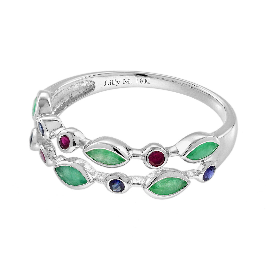emerald-ruby-sapphire-multi-gemstone-ring-vintage-style-14k-white-gold-hall-mark Emerald Ruby Sapphire Vintage Style Ring Hall Mark