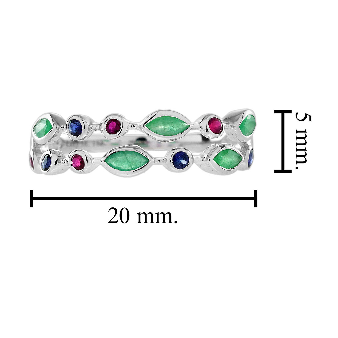 emerald-ruby-sapphire-multi-gemstone-ring-vintage-style-14k-white-gold-size Emerald Ruby Sapphire Vintage Style Ring Size