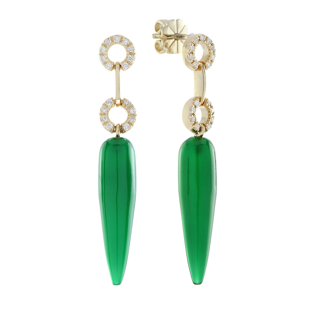 Green Agate Art Deco Style Earrings Green Agate Drop Earrings, Art Deco Style, Solid Gold by Lilly M. JEWELERS